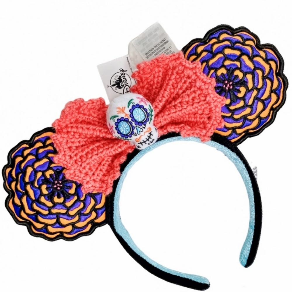 New Disney Day of the Dead ‘Coco’ Minnie Mouse Ear Headband w/ Crochet Bow